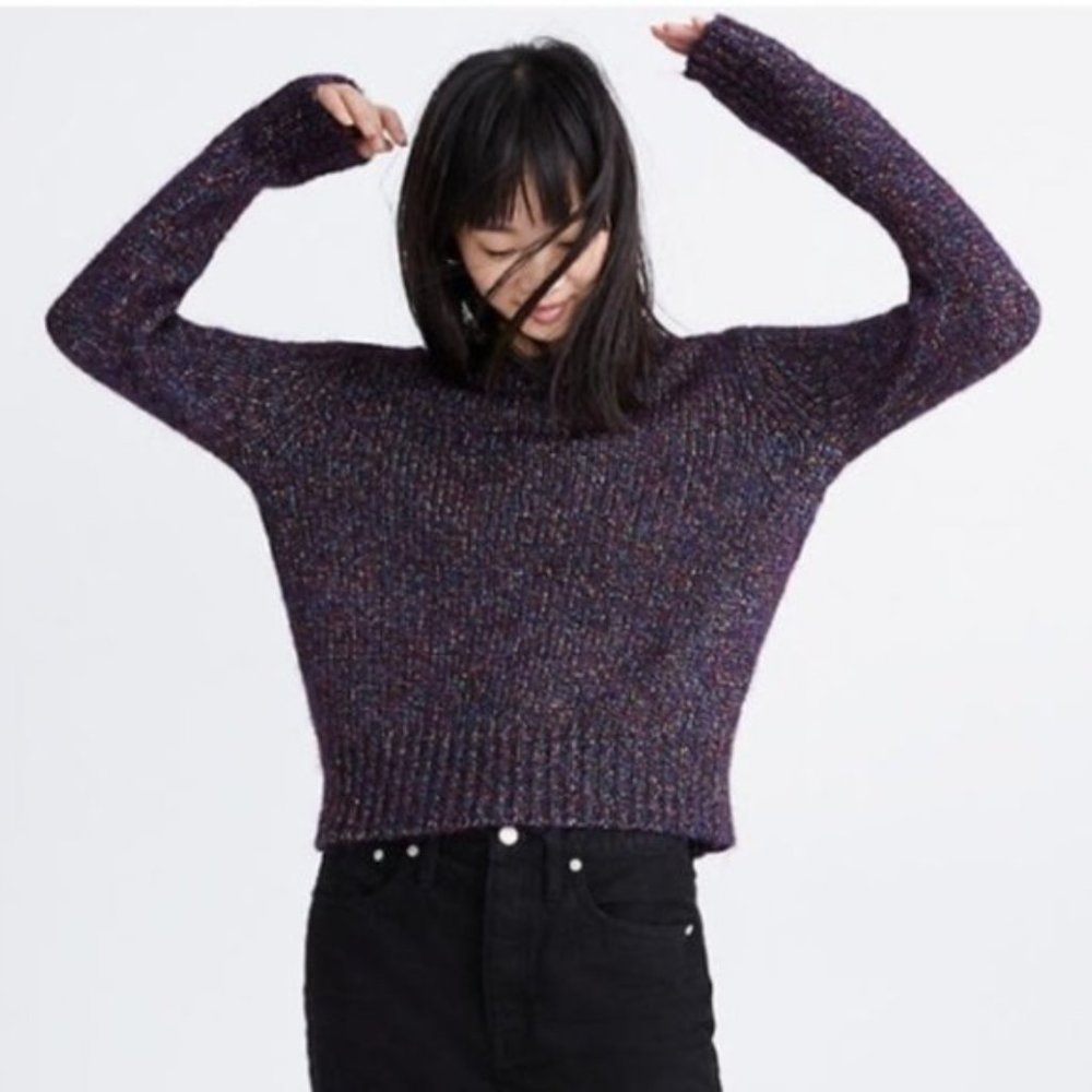 Madewell Sweater XS Shimmer Pullover in Marled Glitterati AF527
